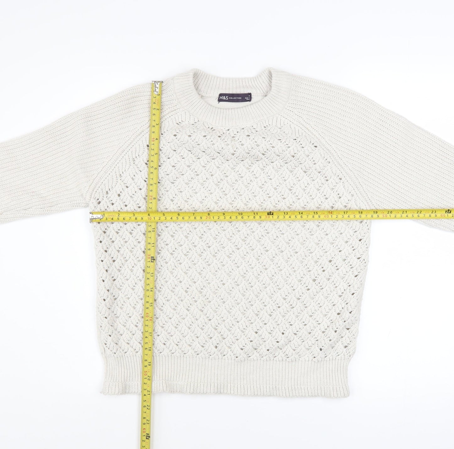 Marks and Spencer Women’s Ivory Knit Crew Neck Pullover Jumper Size S