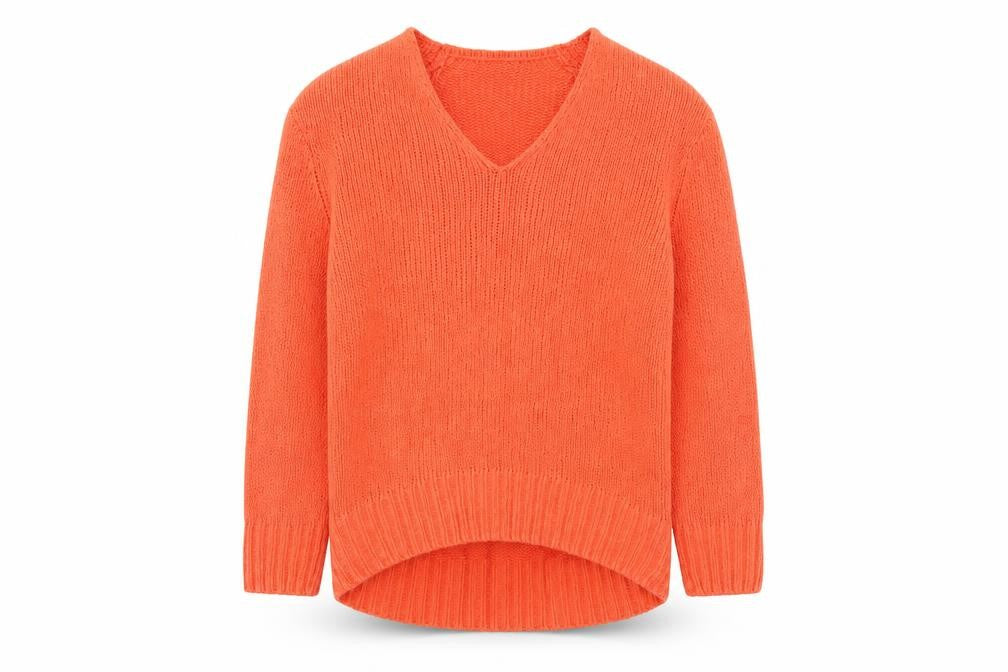 Marks and Spencer Women’s Orange V-Neck Knit Jumper Size S