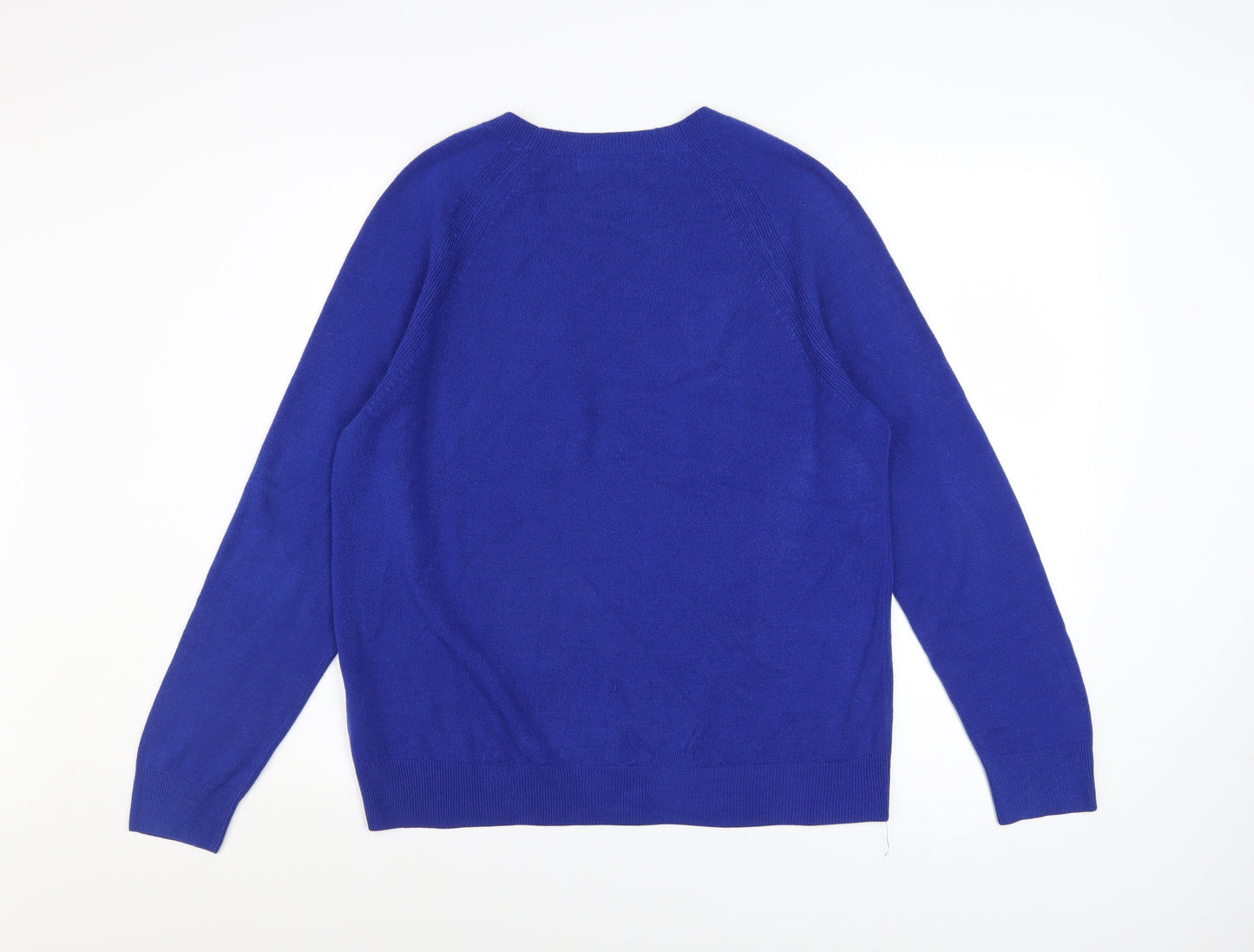 Marks and Spencer Women's Blue Acrylic Crew Neck Jumper Size 14
