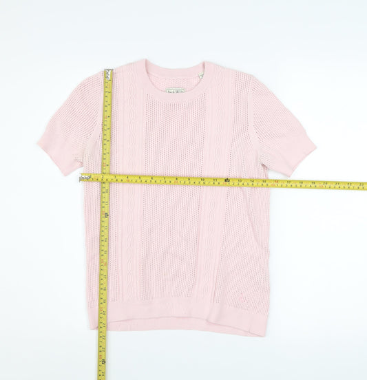 Jack Wills Women Pink Knit Short Sleeve Crew Neck Top Size 12