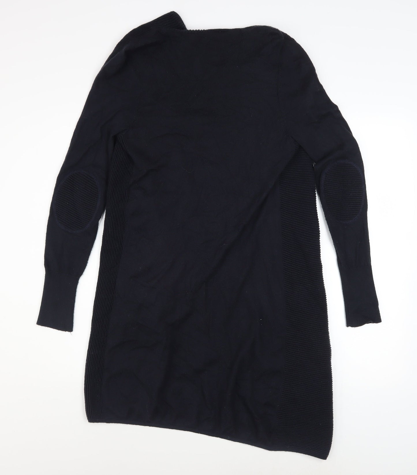 Mint Velvet Womens Black Cotton Blend Long Zip Coatigan Size 6