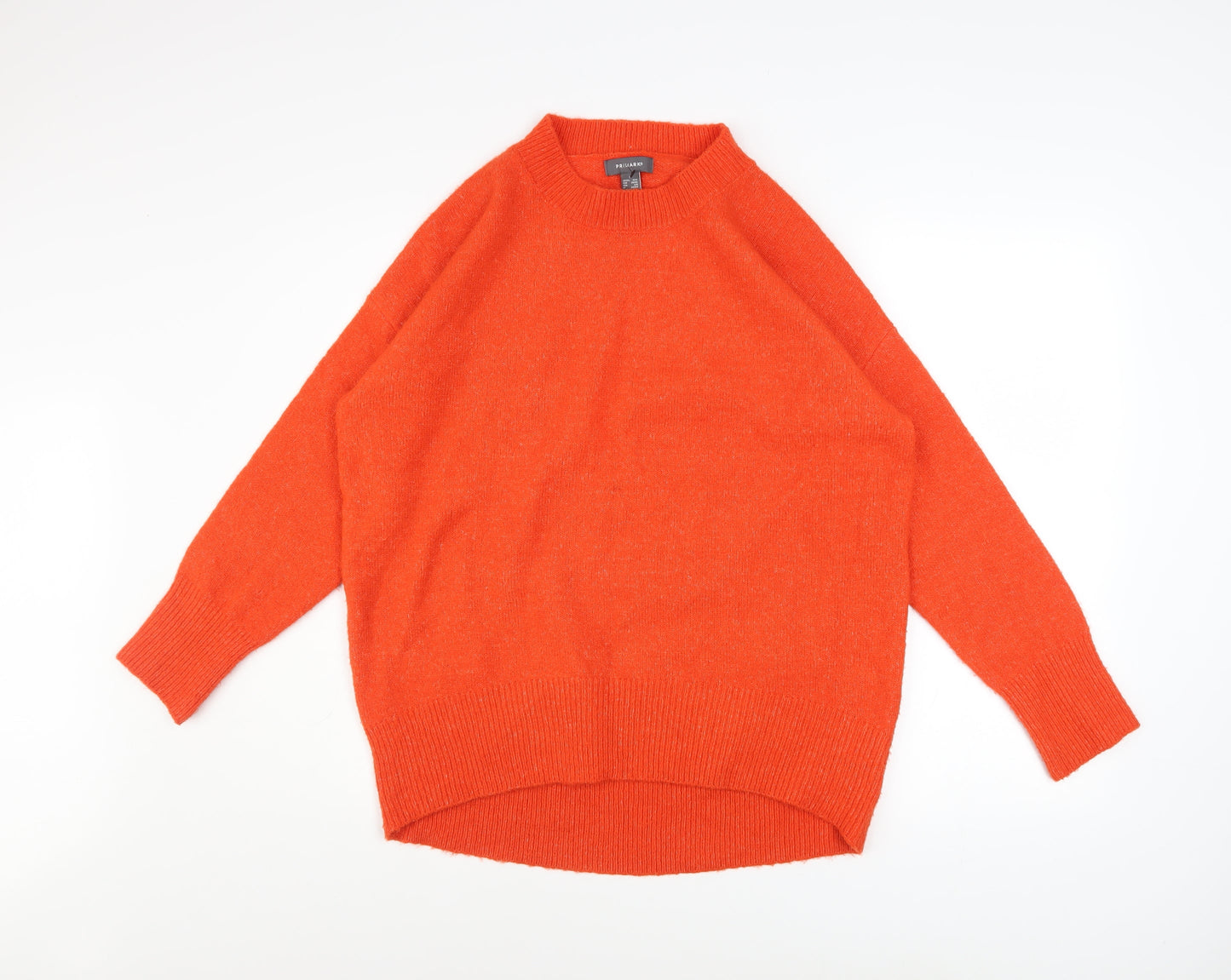 Primark Women's Orange Crew Neck Relaxed Fit Knit Jumper Size S 10/12