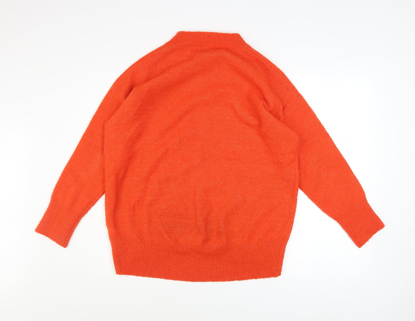 Primark Women's Orange Crew Neck Relaxed Fit Knit Jumper Size S 10/12