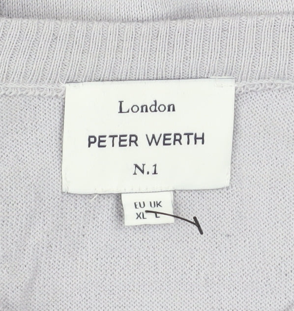 Peter Werth Men Grey XL Wool Blend Crew Neck Jumper