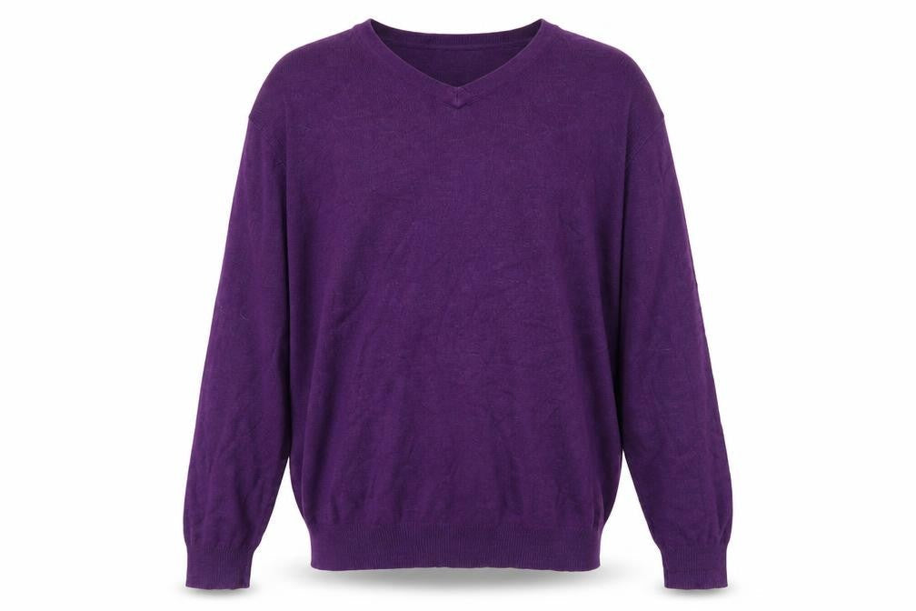 John Lewis Men's Purple Cotton Acrylic V-Neck Jumper M