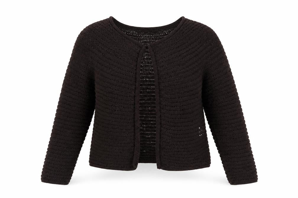 Precis Petite Women's Brown Open Knit Cardigan Size S Petite
