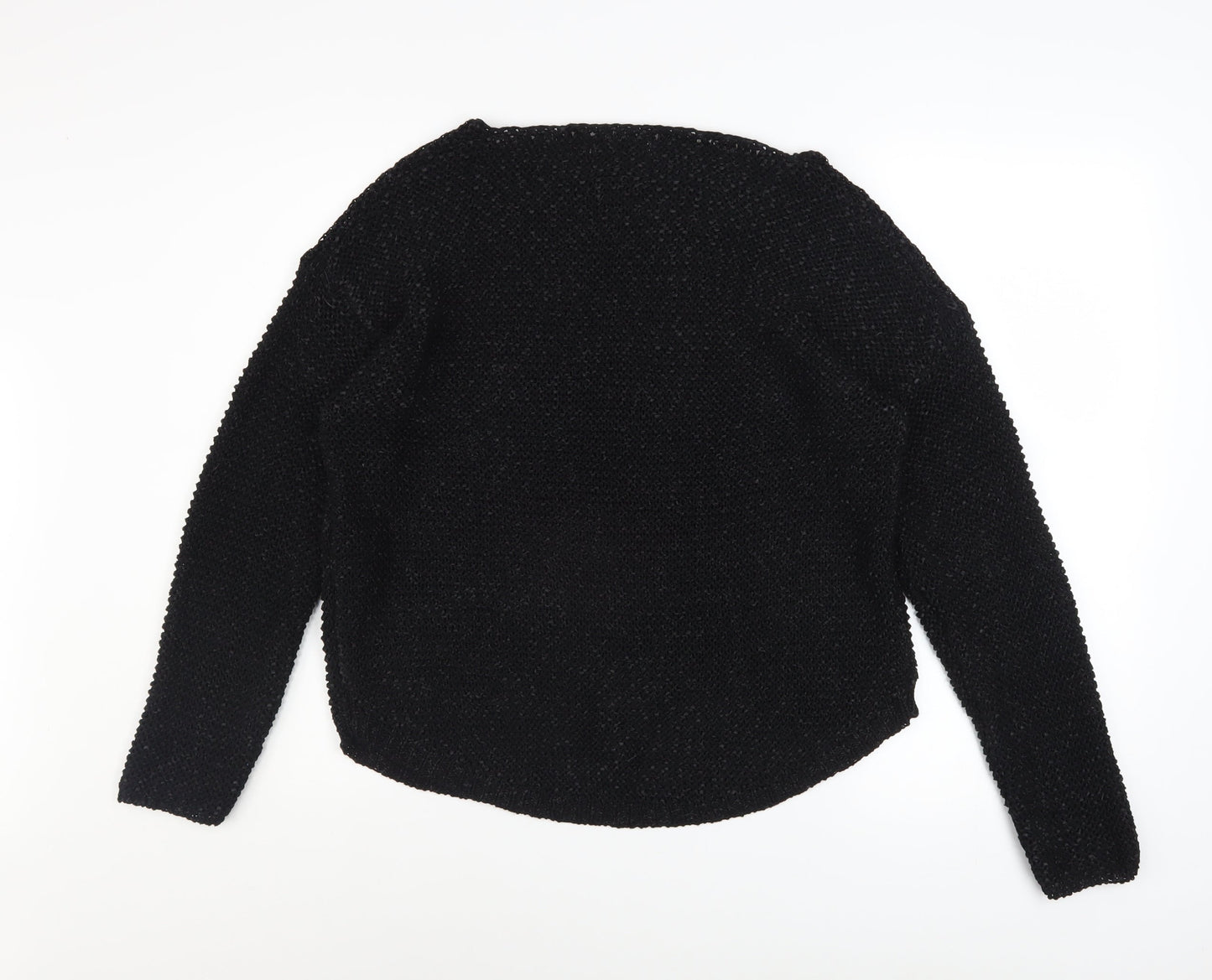 Zara Women Black Knit Pullover Jumper Size L Long Sleeve