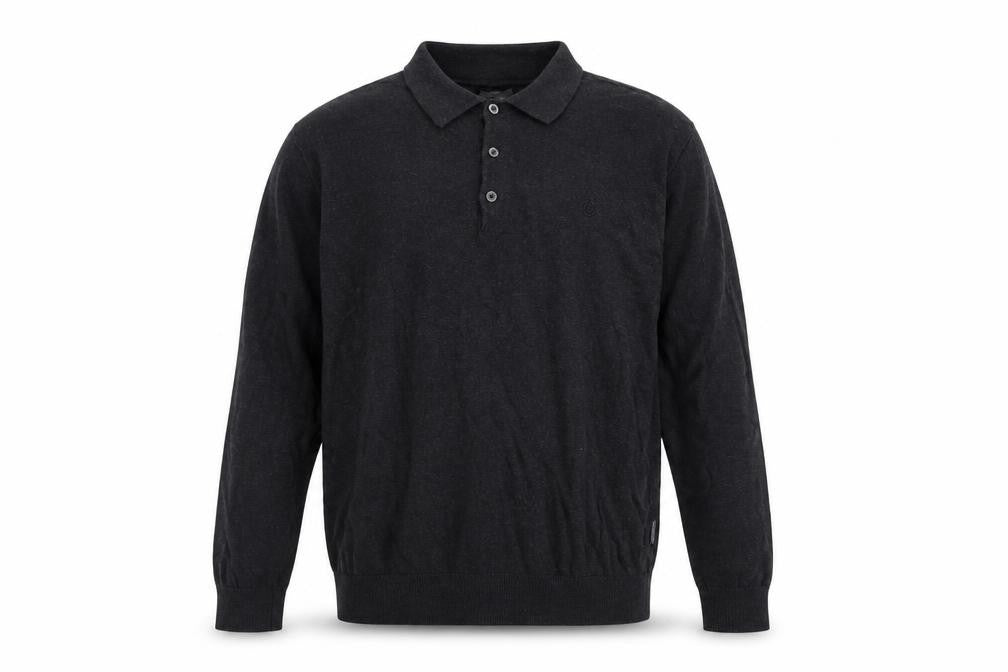 Peter Werth Men's Black Cotton Long Sleeve Button-Up Polo Shirt Size L