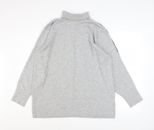 French Connection Men Grey High Neck Wool Blend Pullover Jumper Size M