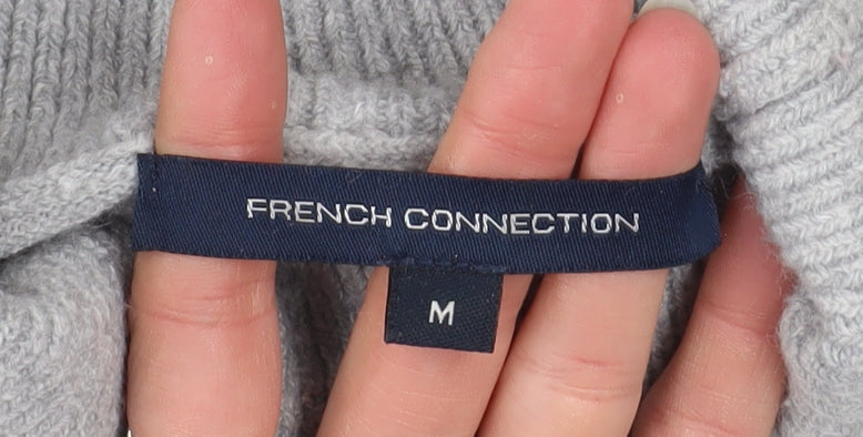 French Connection Men Grey High Neck Wool Blend Pullover Jumper Size M