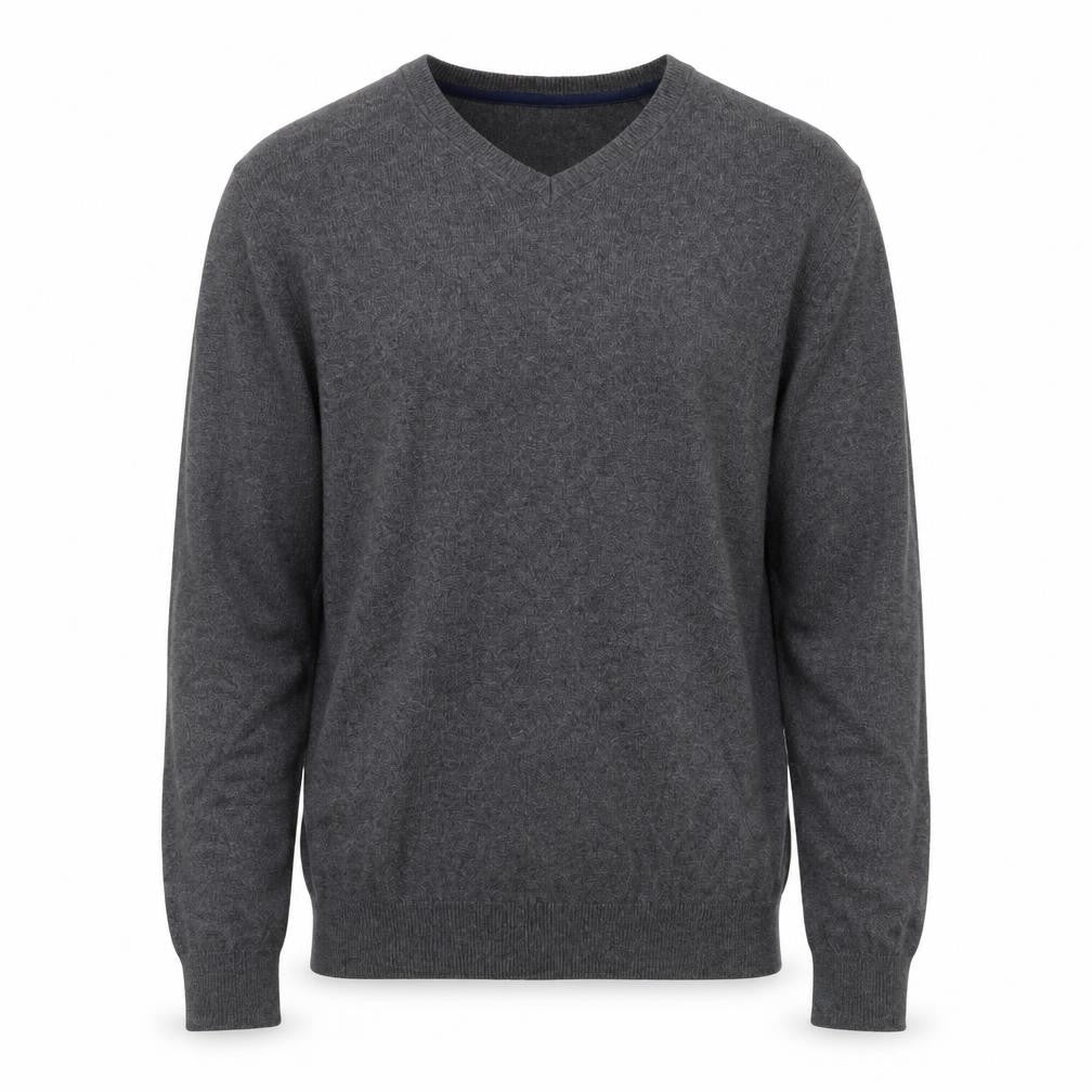 Marks and Spencer Men’s Grey V-Neck Cotton Blend Pullover Jumper S