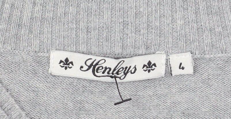 Henleys Men's Grey V-Neck Cotton Blend Pullover Jumper Size L