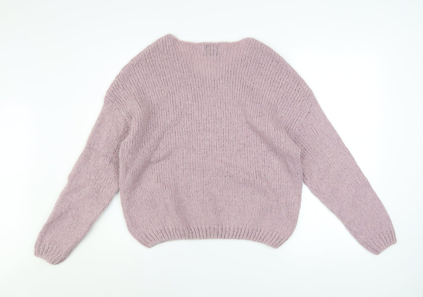 Teddy Smith Women’s Purple Mohair Blend V-Neck Chunky Knit Jumper XS