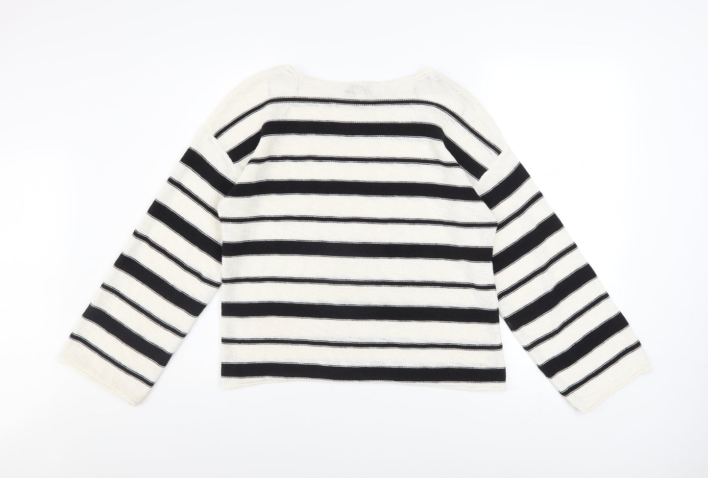 Marks and Spencer Women’s Ivory Black Striped Knit Jumper Medium
