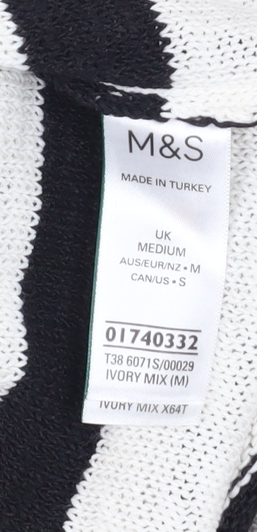 Marks and Spencer Women’s Ivory Black Striped Knit Jumper Medium
