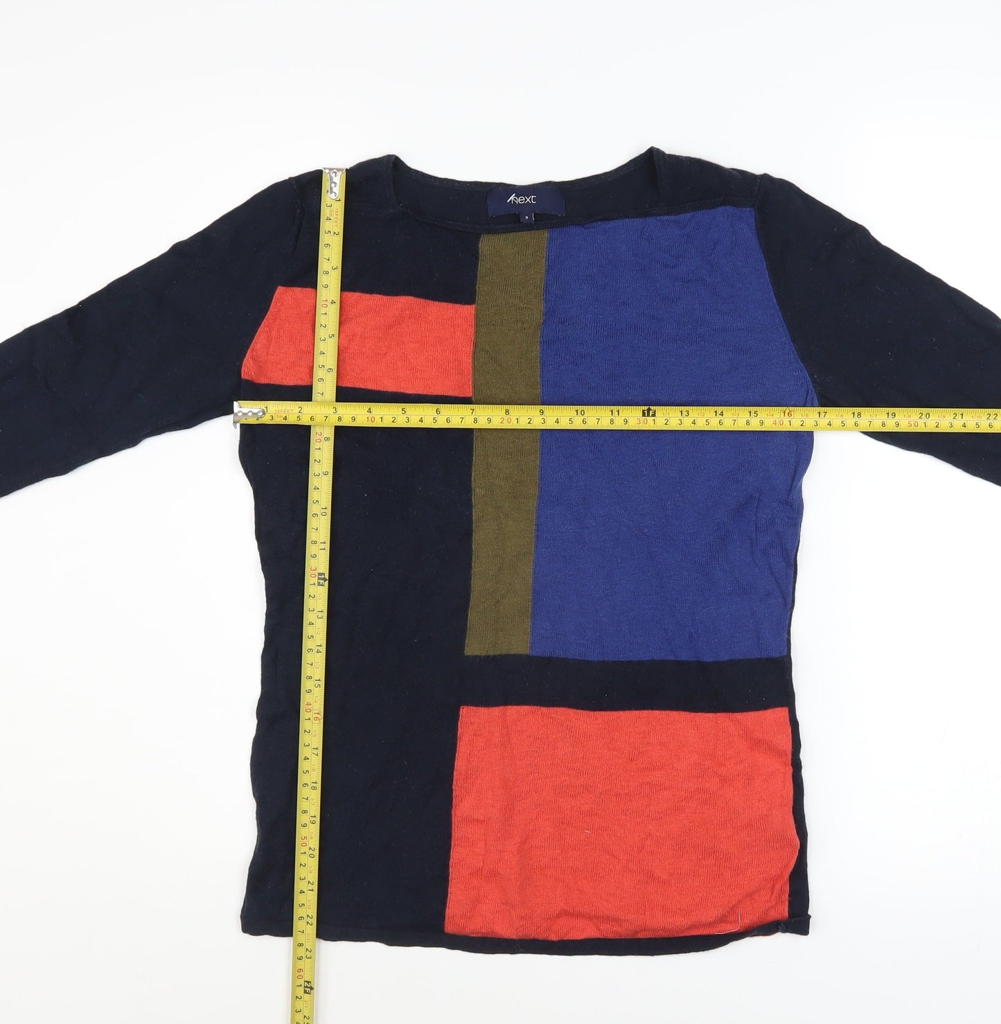 Next Womens Multicoloured Geometric Cotton Jumper Size 8