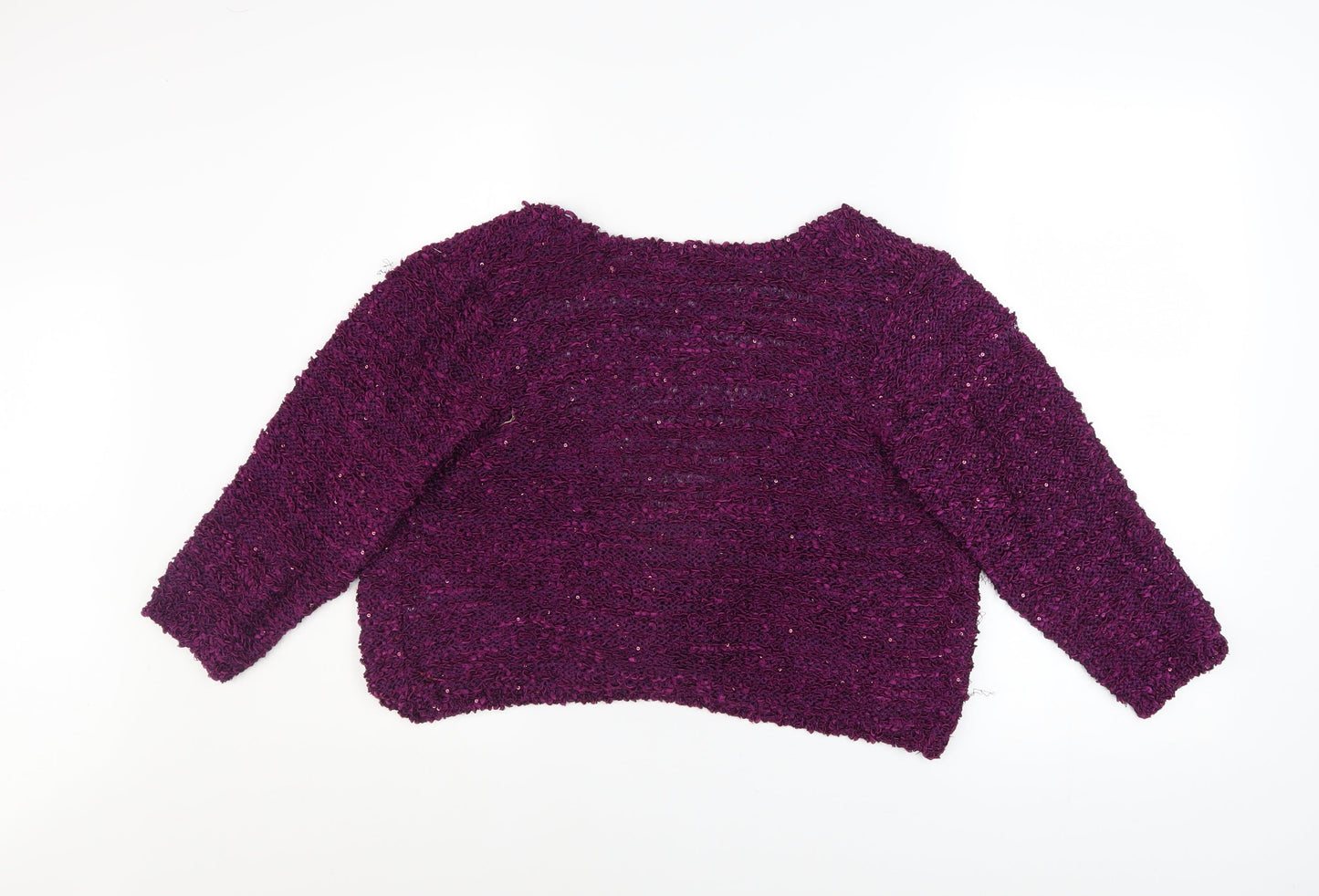 BM Collection Women's Purple Sequin Knit Cardigan M