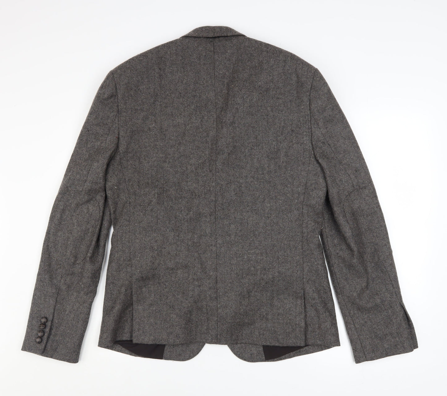 ASOS Women Grey Wool Blend Single-Breasted Blazer Jacket Size 40
