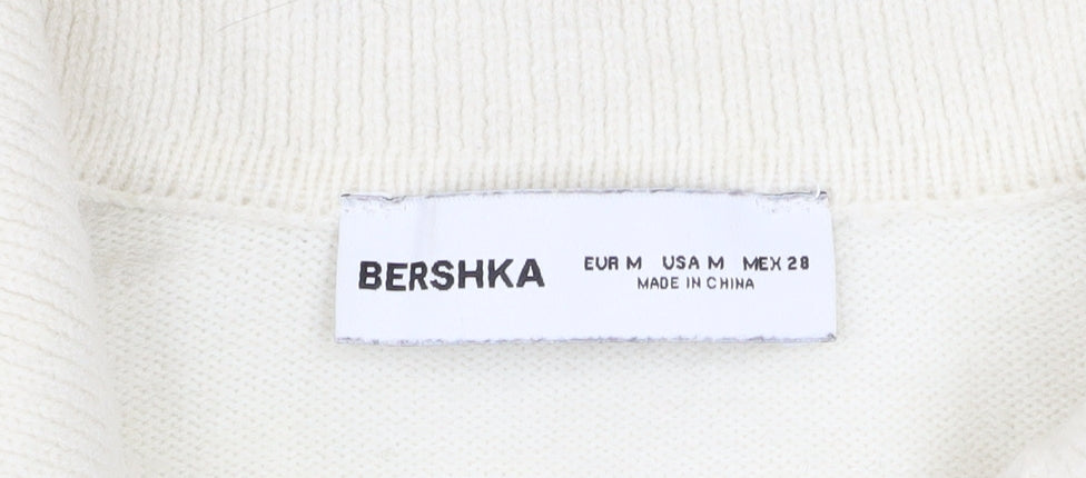 Bershka Women’s Black White Striped V-Neck Knit Jumper Size 12