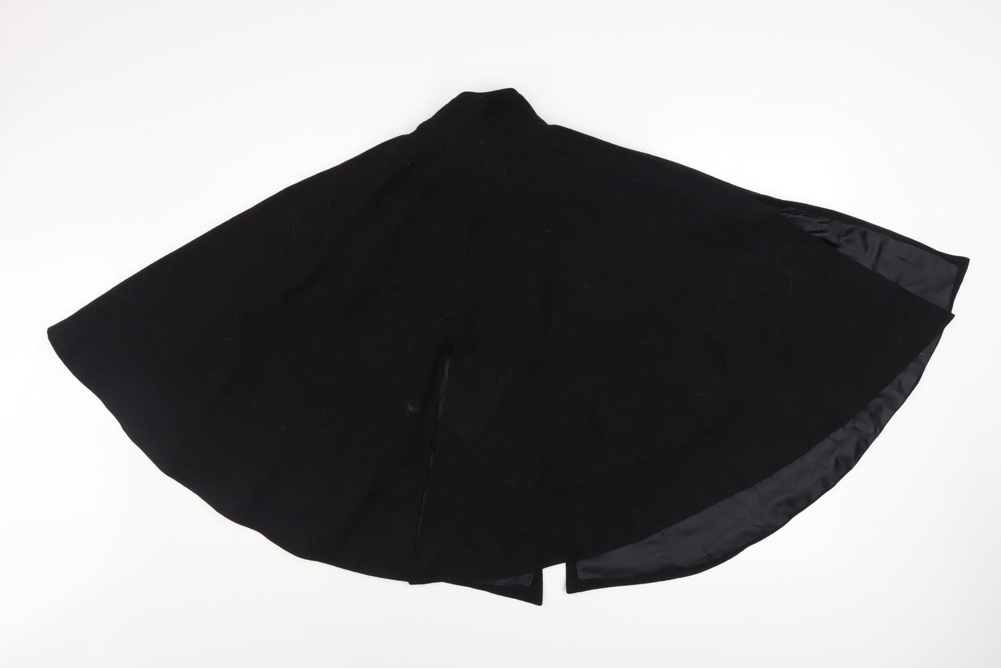 Miss Selfridge Women’s Black Wool Blend Cape Coat Size 10 Lined Button Classic Style