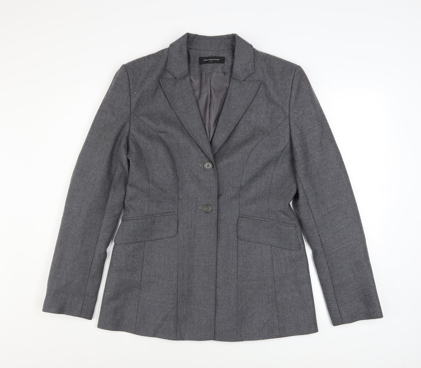 Press & Bastyan Women's Grey Size 14 Classic Two-Button Blazer