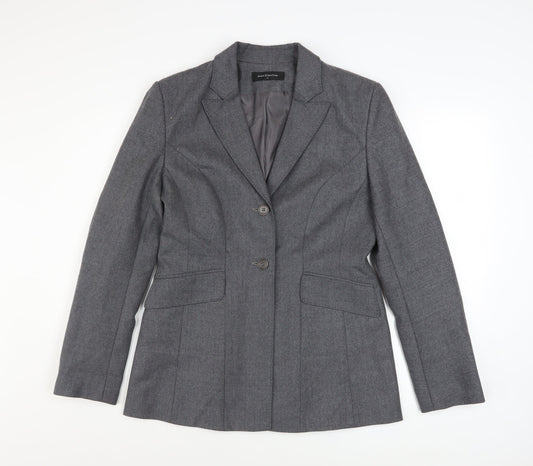 Press & Bastyan Women's Grey Size 14 Classic Two-Button Blazer
