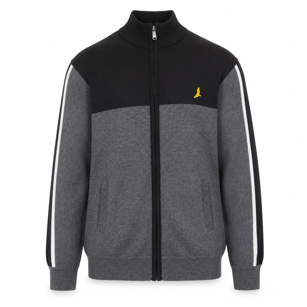Brave Soul Men's Grey & Black Track Jacket M Full Zip Polyester