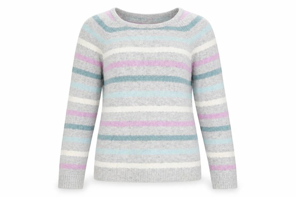 Laura Ashley Women’s Multicoloured Striped Crew Neck Jumper Size 12