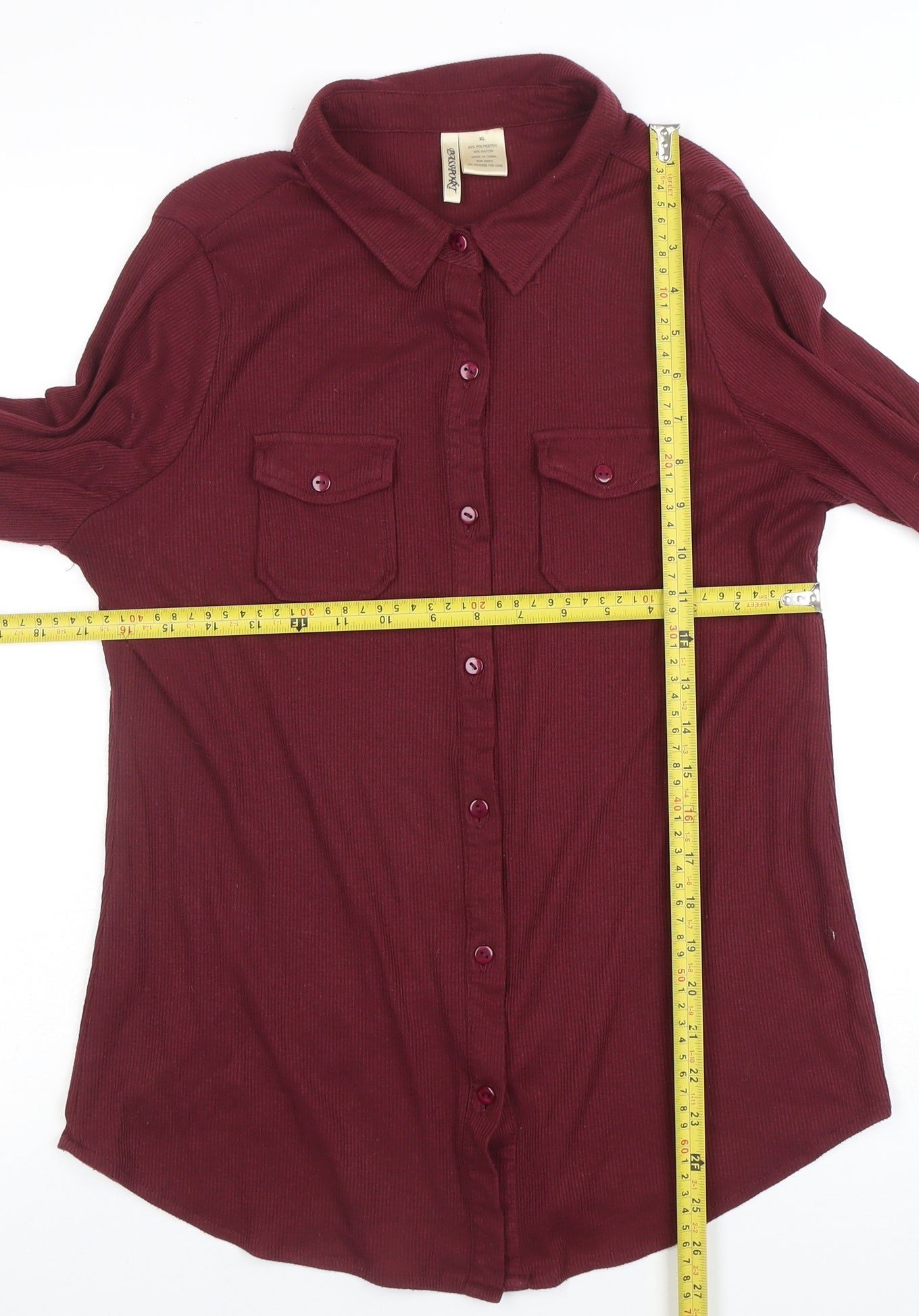 Passport Womens Red Collared Button-Up Long Sleeve Shirt XL