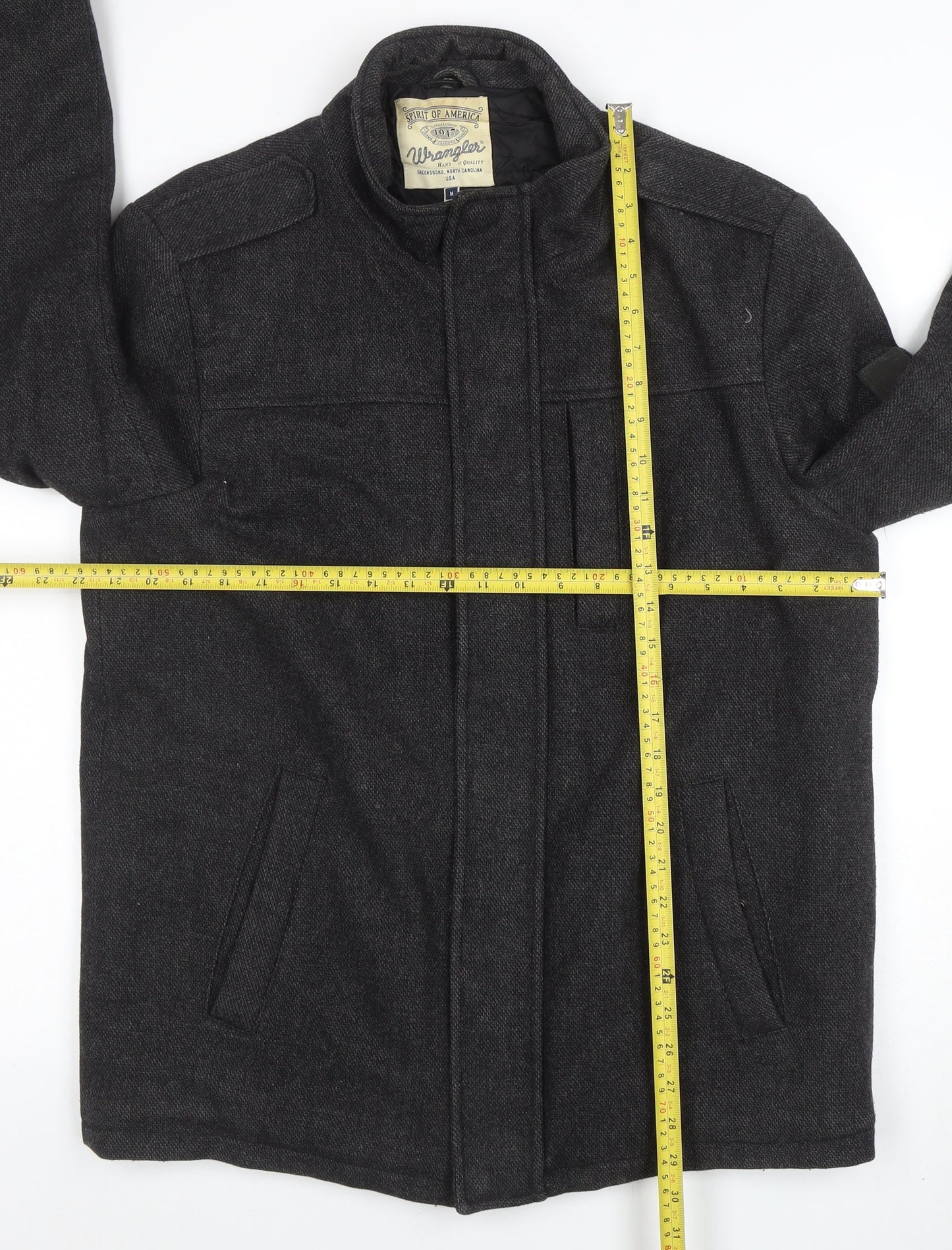 Wrangler Men's Grey Wool Blend Jacket M Mid-Length Classic Style