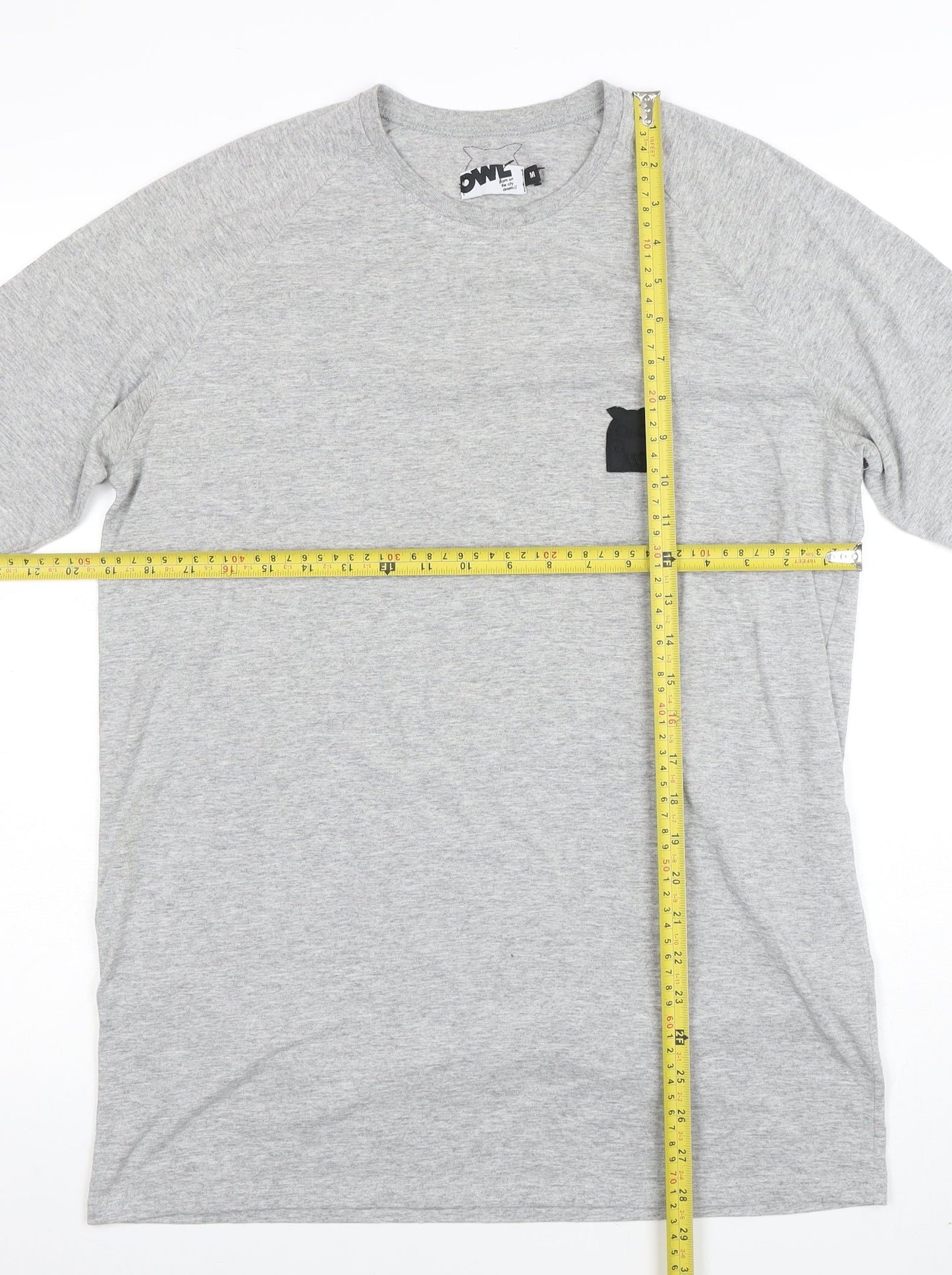 Owl Men's Grey Cotton Crew Neck Short Sleeve T-Shirt M