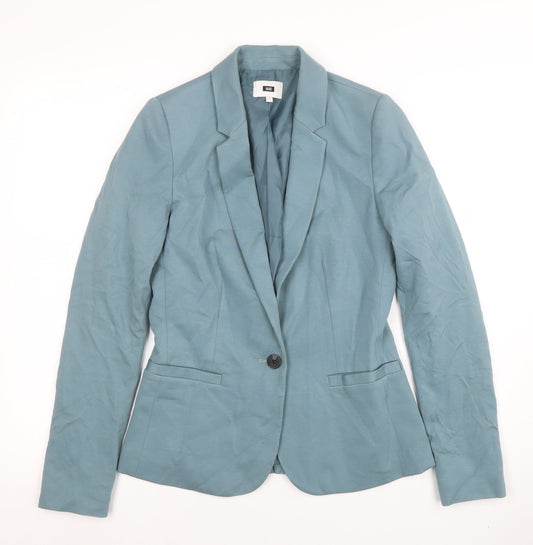 WE Women Blue Single-Breasted Blazer Jacket Size S Fitted Style