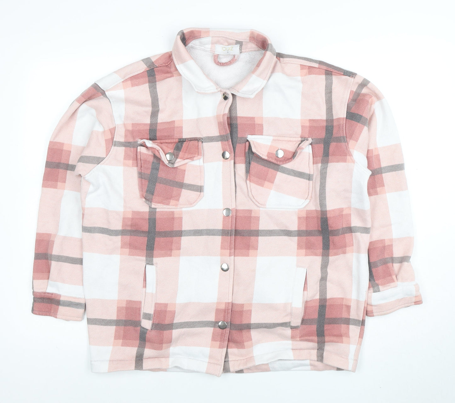 Zino Women Pink Check Cotton Blend Jacket Size S Casual