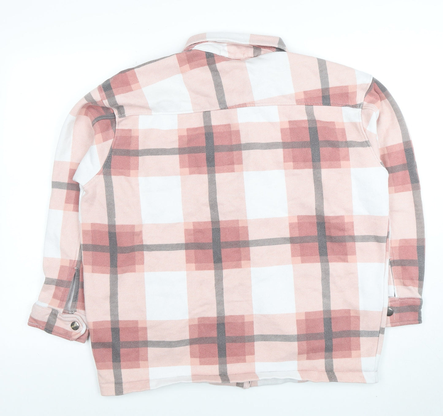 Zino Women Pink Check Cotton Blend Jacket Size S Casual