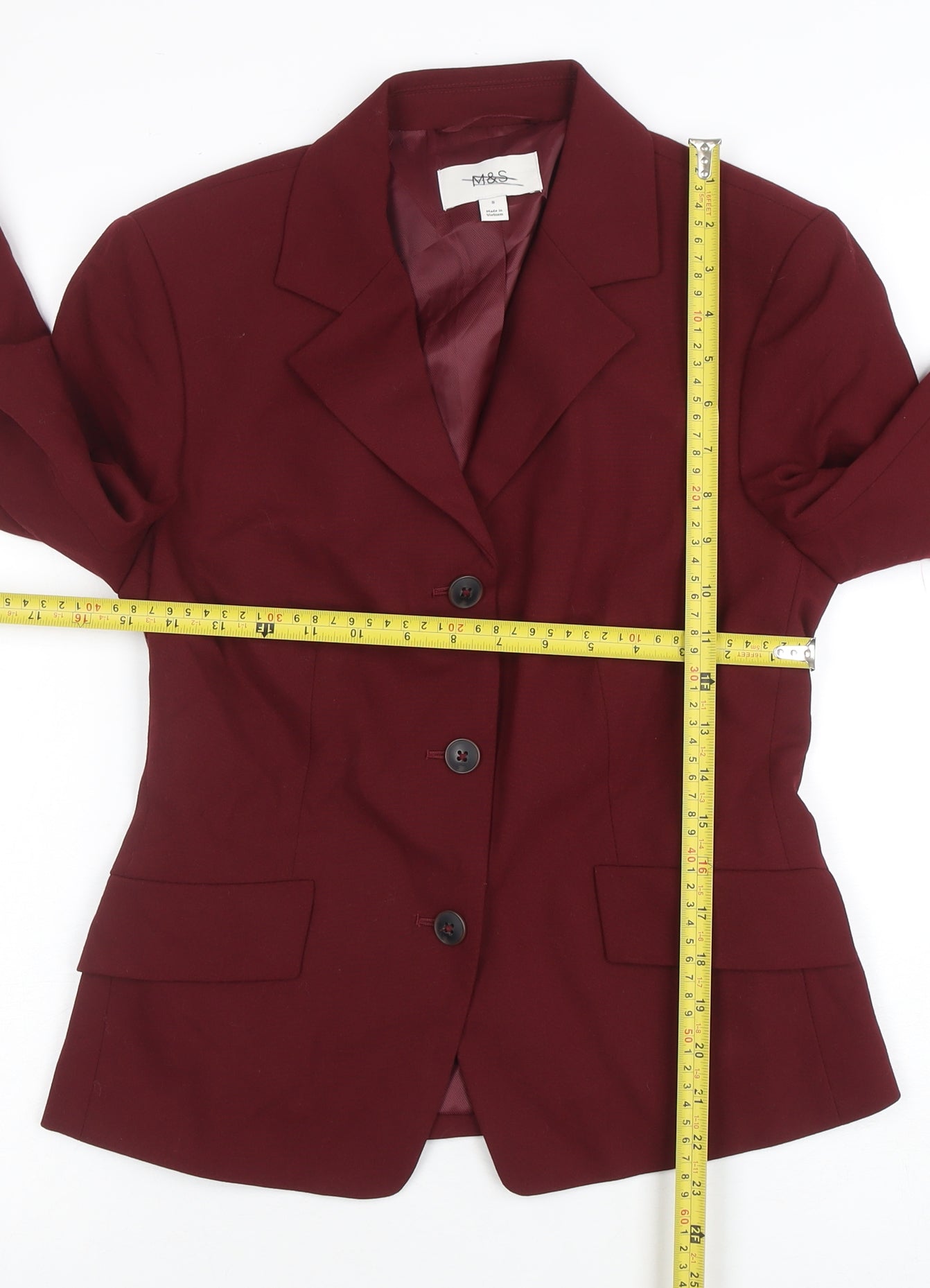 Marks and Spencer Women's Red Size 8 Tailored Blazer Jacket