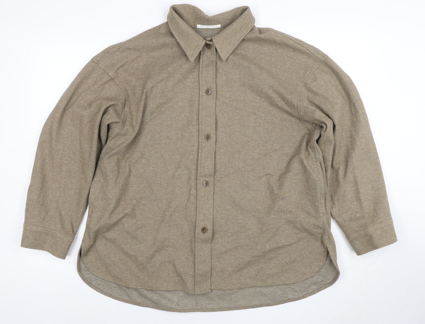 Uniqlo Men Beige Flannel Button Jacket M Lined Casual