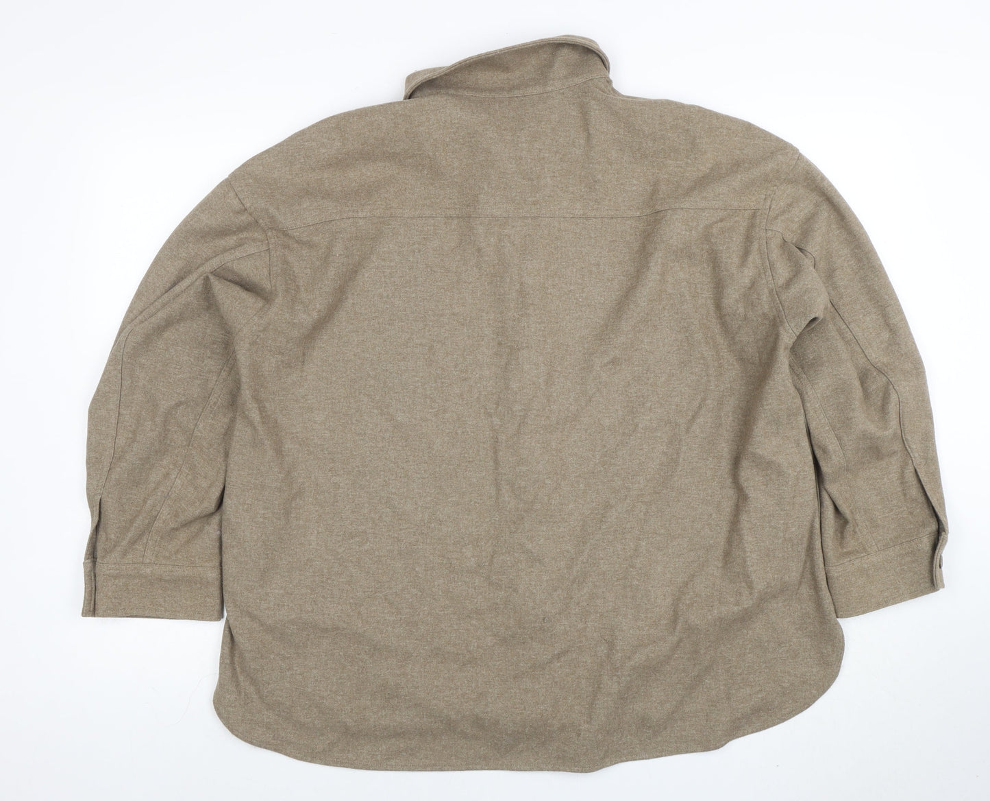 Uniqlo Men Beige Flannel Button Jacket M Lined Casual