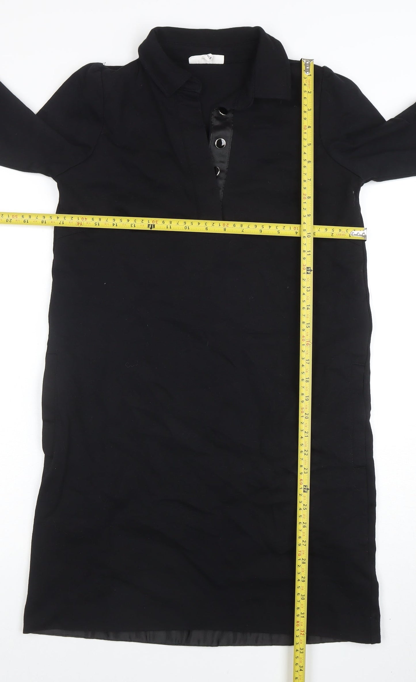 Thought Women's Black Size 8 Collared Long Sleeve Shirt Dress