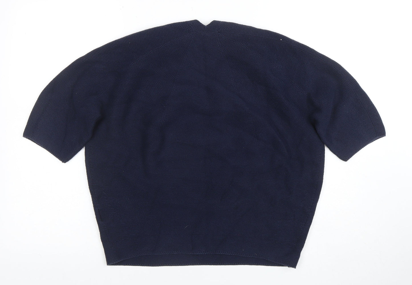 Uniqlo Womens Blue Cotton V-Neck Short Sleeve Pullover Jumper XL