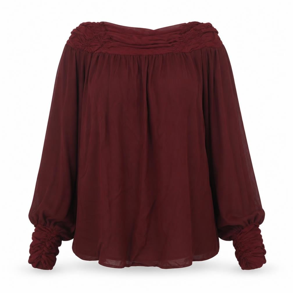 Ashley Brooke Women's Red Chiffon Tunic Blouse Size 14