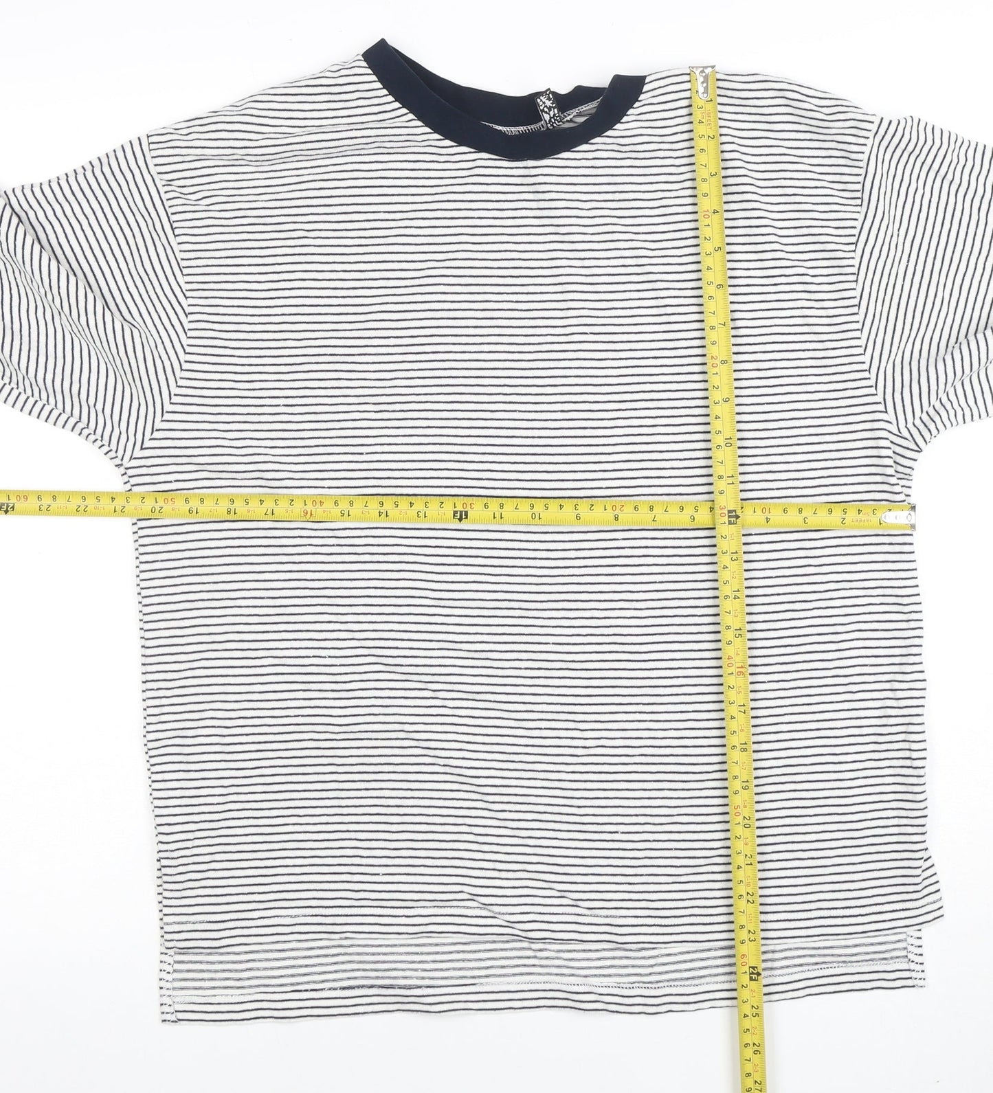 ASOS Women’s White Navy Striped Ringer Long Sleeve Cotton T-Shirt Size 10