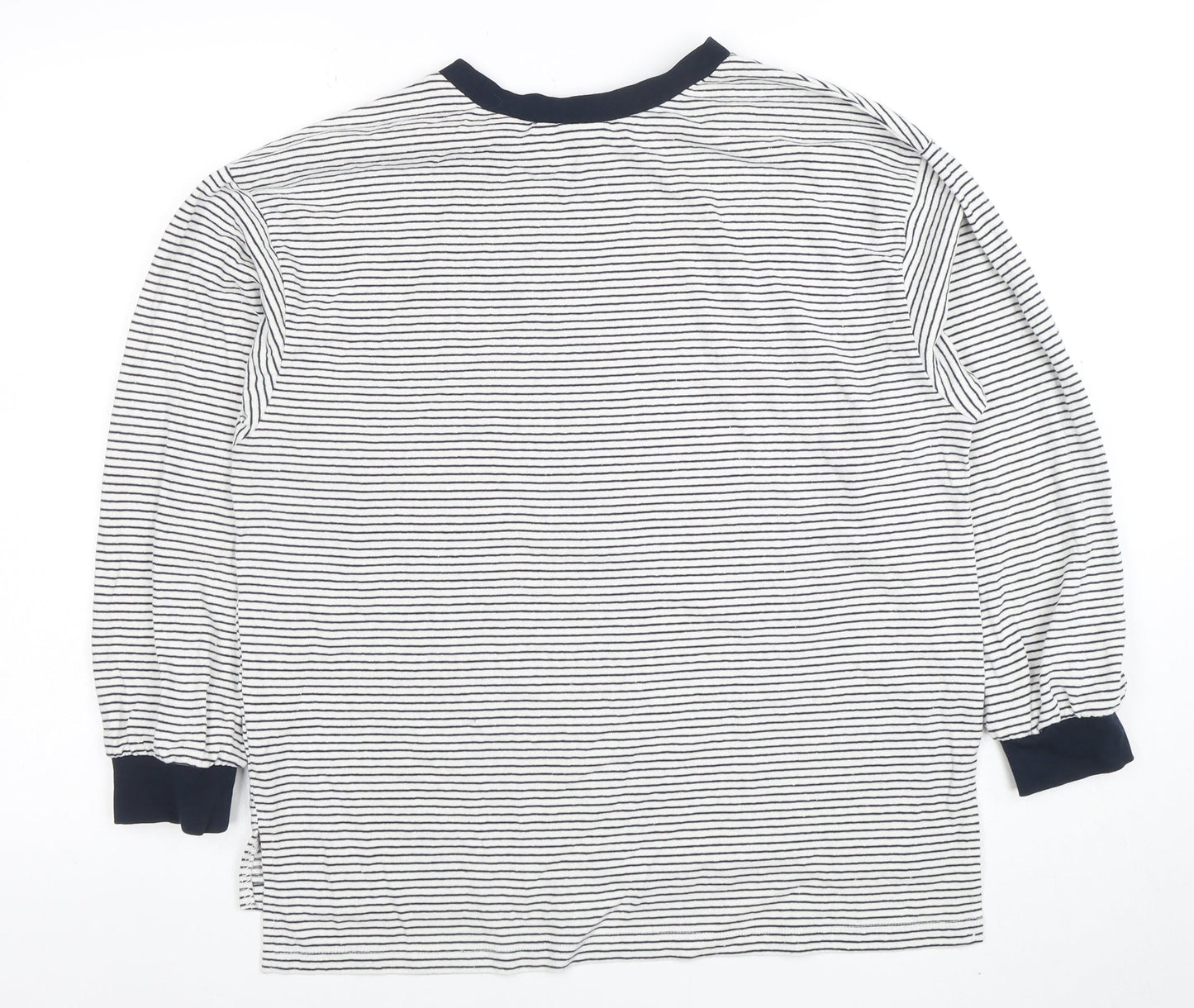 ASOS Women’s White Navy Striped Ringer Long Sleeve Cotton T-Shirt Size 10