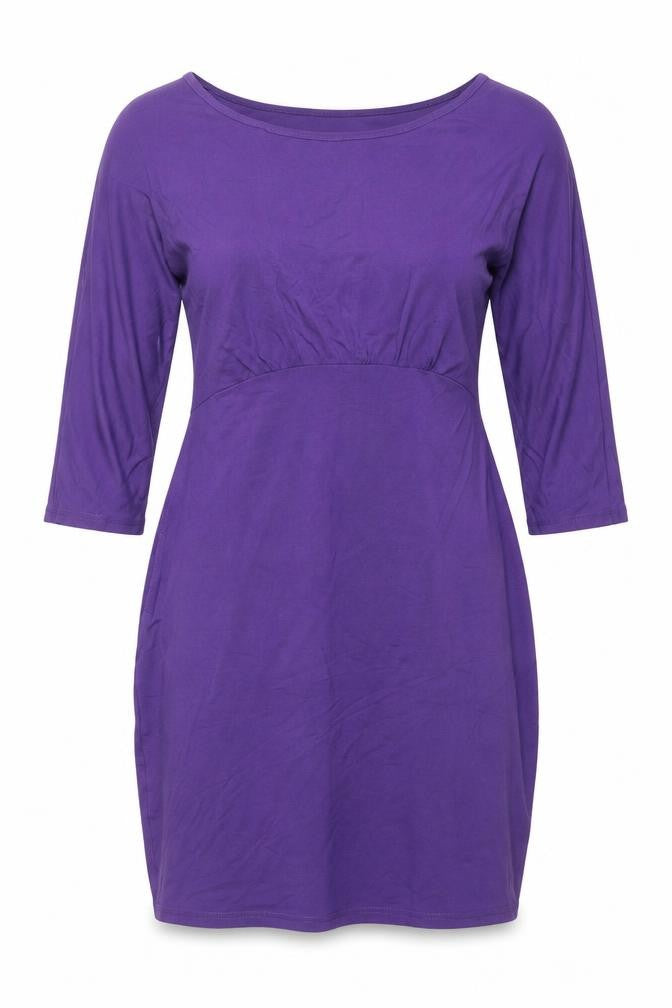 Masai Women Purple Knee Length Shift Dress M 3/4 Sleeve Viscose