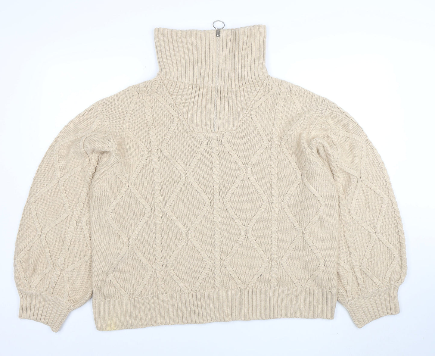 Violet Romance Womens Beige Size 18 Roll Neck Cable Knit Jumper