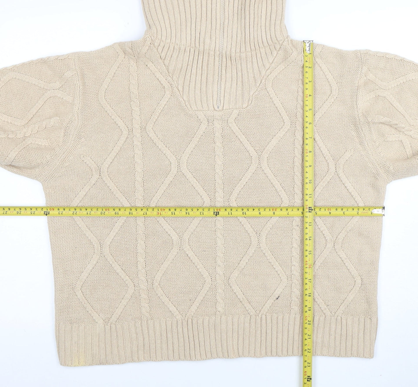 Violet Romance Womens Beige Size 18 Roll Neck Cable Knit Jumper
