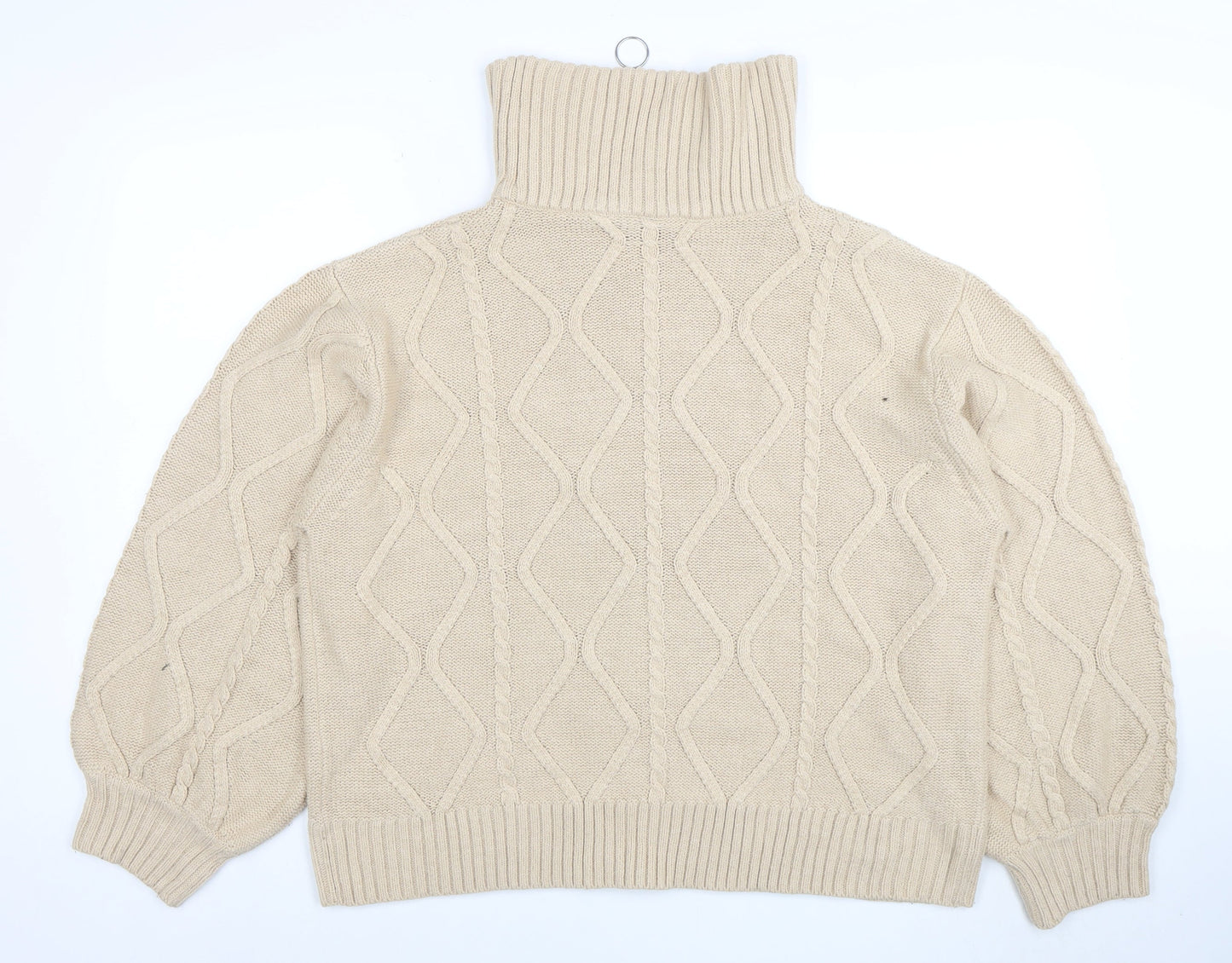 Violet Romance Womens Beige Size 18 Roll Neck Cable Knit Jumper