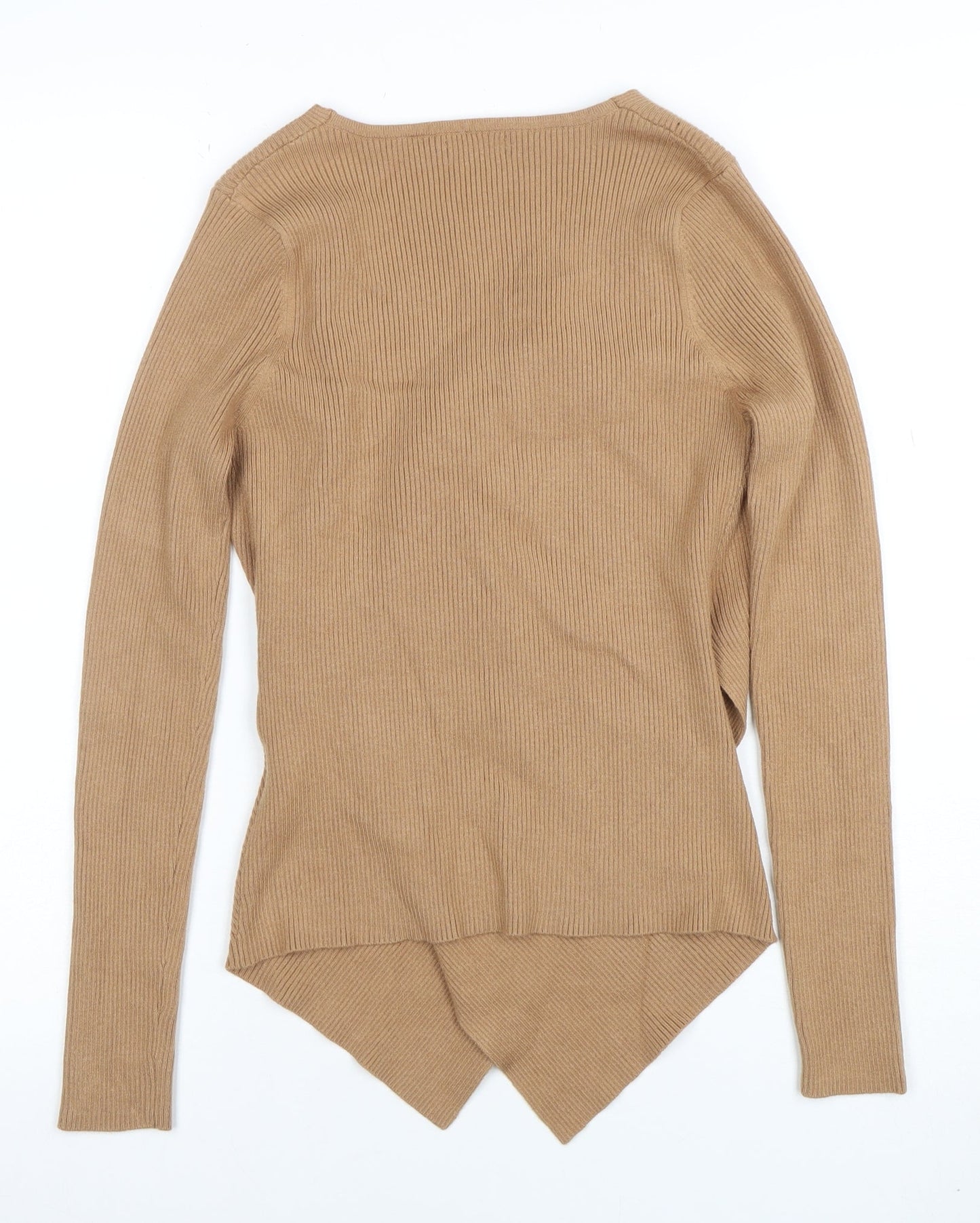 Lascana Women’s Beige Wrap V-Neck Long Sleeve Knit Jumper Size 12