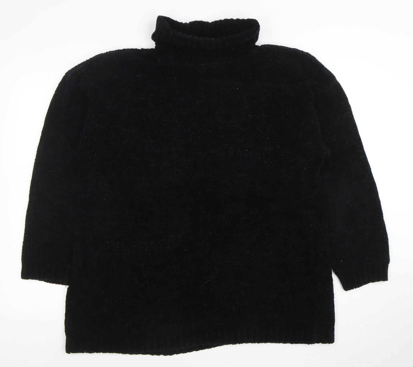 C&A Women’s Black Roll Neck Chunky Knit Acrylic Jumper L