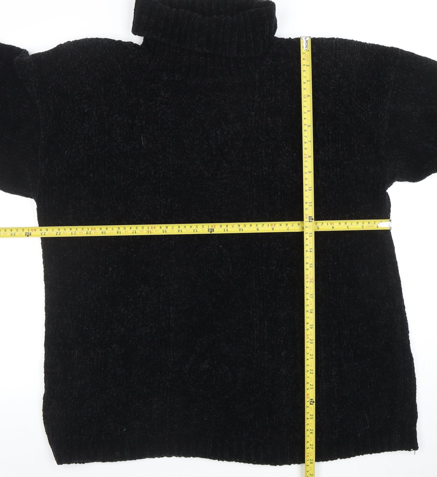 C&A Women’s Black Roll Neck Chunky Knit Acrylic Jumper L