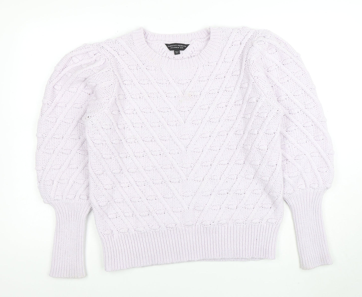 Dorothy Perkins Women's Ivory Cable Knit Puff Sleeve Jumper UK 18